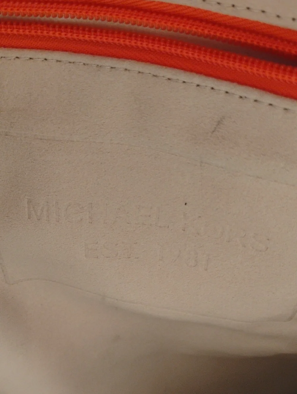 Michael Kors Neoprene Tangerine Mono Embossed Swing Crossbody bag